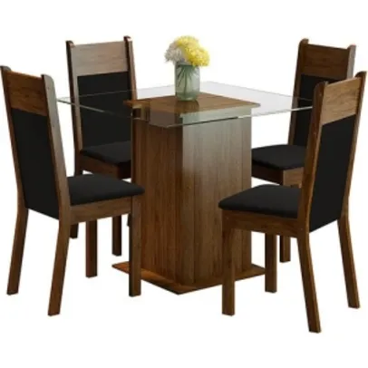 Conjunto de Mesa de Jantar Isis Rustic com 4 Cadeiras Isis Rustic/Preto - Madesa por R$ 400