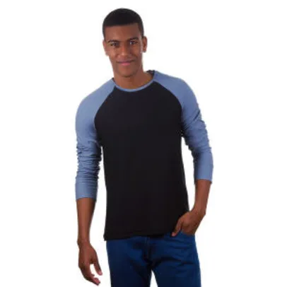 Saindo por R$ 20: Camiseta Masculina Preta com Mangas Azuis (PP) - R$ 20 | Pelando