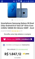 [AME 10%] Smartphone Samsung Galaxy S9 Dual Chip R$ 1847