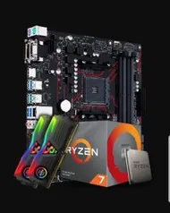 Kit Upgrade Placa Mãe Asus Prime B450M Gaming/BR AMD AM4 + Processador AMD Ryzen 7 2700 3.2GHz + Memória DDR4 16GB (2X8GB) 3000MHz