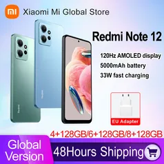 Xiaomi Redmi Note 12 Smartphone, Versão Global, AMOLED 120Hz, Snapdragon 685