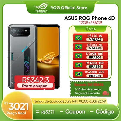 [Envio do Brasil] Smartphone ASUS ROG 6D/6D Ultimate com 12GB RAM e 256GB ROM