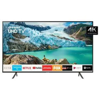 Smart TV LED 55" UHD 4K Samsung 55RU7100 com Controle Remoto Único, Visual Livre de Cabos, Bluetooth, HDR Premium, HDMI e USB
