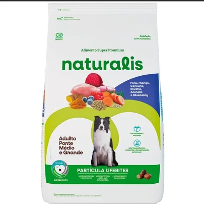 Ração para cães adulto de médio e grande porte Naturalis Super Premium Lifebites 12kg