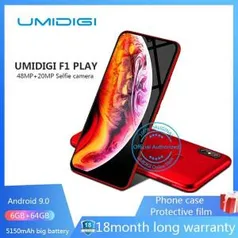 UMIDIGI F1 Jogo Android 9.0 Câmeras 5150 mAh 48MP + 8MP + 16MP 64 6 GB RAM GB ROM 6.3 "FHD octa core