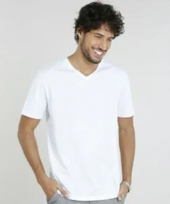 [APP] Camiseta masculina basica manga curta v branca Tam. [P, PP]