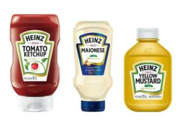 Kit Tradicional Heinz - Ketchup - 397g + Maionese 215g + Mostarda 255g - R$19