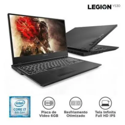 Notebook Lenovo Gamer Legion Y530 I7-8750h 16gb 1tb 128 Ssd Gtx1060 Win10 15,6"fhd 81m70000br Preto (1x AME R$4522)