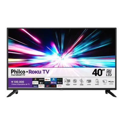 Smart TV 40 LED Philco Roku PTV40G65RCH Full HD HDMI Preta com Conversor Digital Integrado