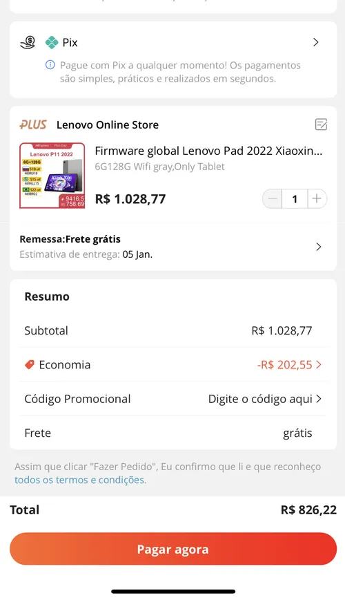 Imagem na descrição da promoção