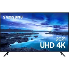 Smart TV 55" UHD 4K Samsung 55AU7700 Processador Crystal 4K Tela sem Limites Visual Livre de Cabos A