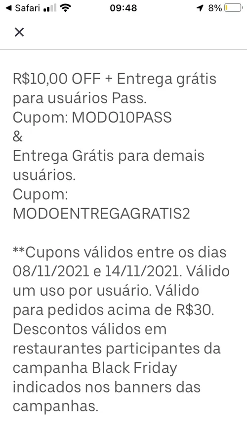 Imagem na descrição da promoção