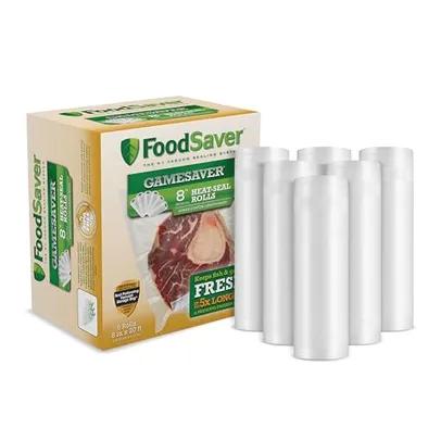 FoodSaver GameSaver Rolo Longo de Dedação a Vácuo de 20,32 cm x 20,32 m Multicamadas Livre de BPA, com 6