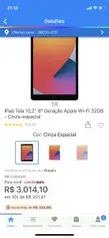 (Cliente ouro + APP) iPad Tela 10,2” 8ª Geração Apple Wi-Fi 32GB | R$2721