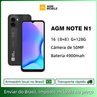 [ Do Brasil ] Smartphone AGM Note N1, 8GB de RAM, 128GB ROM, Tela 6.583 Polegadas, 50MP, Bateria 4900mAh