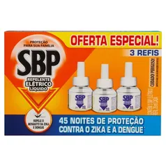 Repelente Líquido Elétrico SBP Caixa 3 Unidades 35ml Cada