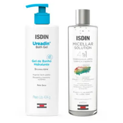 Kit Isdin Gel Hidratante de Banho Ureadin 424g + Solução de Limpeza Facial Micellar Solution 4 em 1 400ml