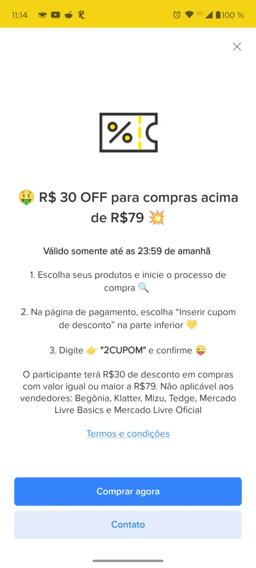 Imagem na descrição da promoção