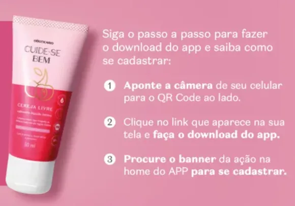 [Apenas APP] Brinde Liberado O Boticário  Cereja Livre Sabonete Líquido Íntimo de 50ml 