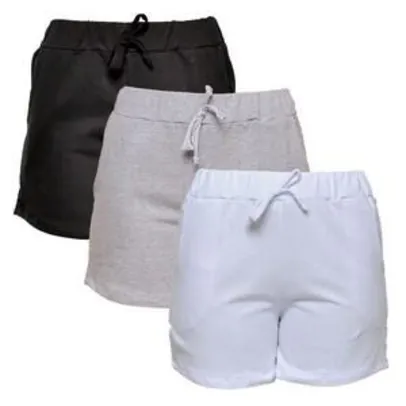 Kit com 3 Shorts de Moletim Style Feminino - R$ 70