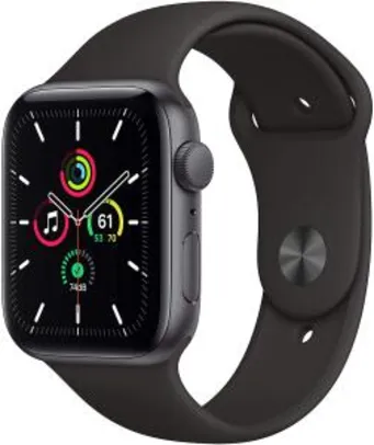 Apple Watch SE GPS, 40mm, Caixa Cinza Espacial de Alumínio com Pulseira Esportiva Preta - R$2368