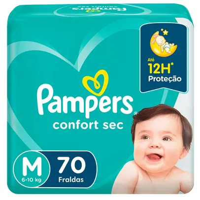 Fralda Pampers Confort Sec M 70 Unidades + sabonete