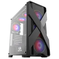 Gabinete Gamer Redragon Brawn, Mid Tower, S-Fan, Vidro Temperado, Black, S-fonte