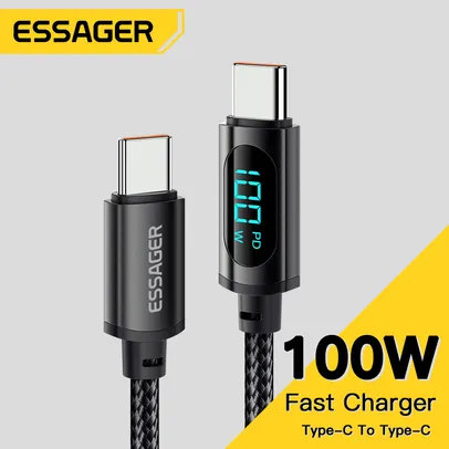 Cabo Essager 100W com display PD Carregamento rápido USB Tipo C para C