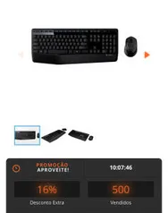 Combo Teclado e Mouse Logitech MK345 USB Wireless - R$169