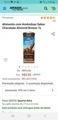 Alimento com Amêndoas Sabor Chocolate Almond Breeze 1L | R$10