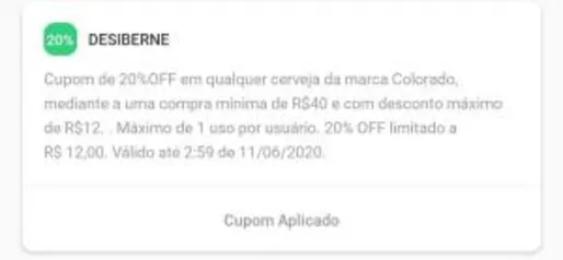 20% OFF EM CERVEJA COLORADO (APENAS RJ)