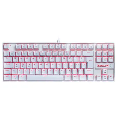 Teclado Mecânico Gamer Redragon Kumara Lunar White Single Color Led Vermelho Switch Marrom K552w-2