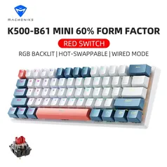 Teclado Mecânico Machenike K500-B61 Mini, RGB, Hot-Swappable