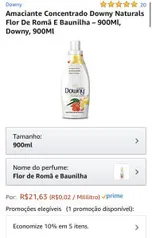 Prime - Amaciante Concentrado Downy Flor De Romã E Baunilha – 900Ml | R$11