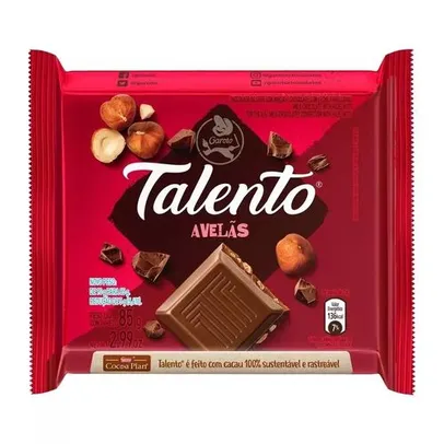 [Compre 2] Barra de Chocolate Talento ao Leite com Avelãs Garoto - 85g