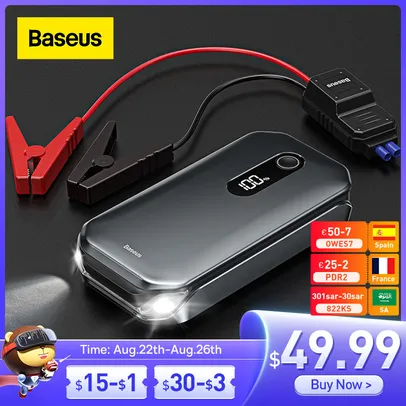 Baseus 1000A Car Jump Starter Power Bank 12000mAh Portable Battery Station For 3.5