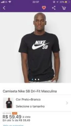 Saindo por R$ 59: Camiseta Nike SB Dri-Fit Masculina - Preto e Branco | R$59 | Pelando