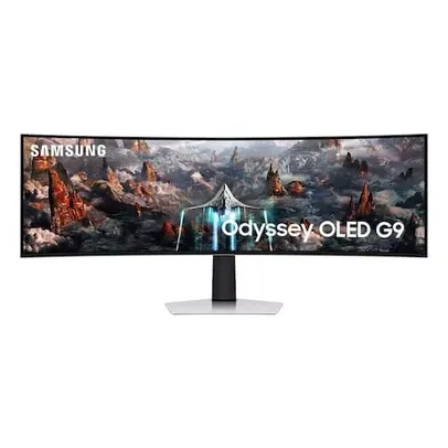 Monitor Gamer Samsung Odyssey 49", OLED, WQHD, 240Hz, 0.03ms, tela super ultrawide, HDMI, speaker, Freesync Premium,HAS, prata, Oled G9