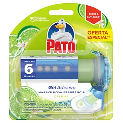 Pato Desodorizador Gel Adesivo Citrus, Limpeza Banheiro, Vaso Sanitário Limpo e Perfumado, Com Aplicador, 6 Discos