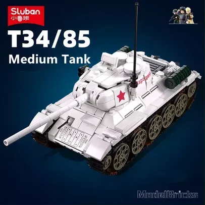 Tanque T-34, USSR, WW2, 518 peças, 23cm de comprimento.