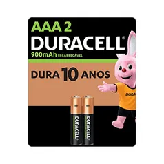 Pilha Recarregável AAA Palito DURACELL Com 2 Unidades