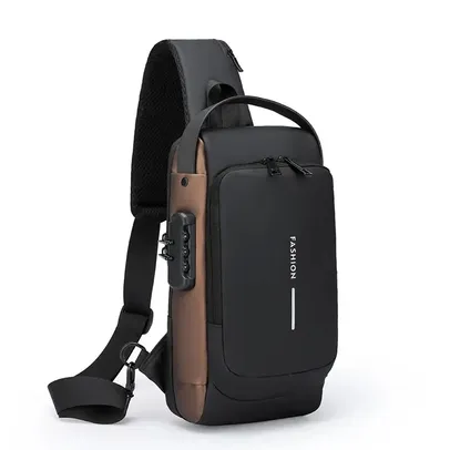 Mochila de Ombro Crossbody com USB Multifunção Anti Roubo