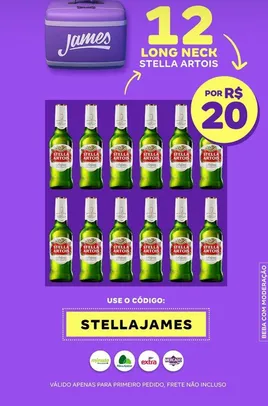 [Primeiro Pedido] 12 cervejas long necks Stella Artois por R$20