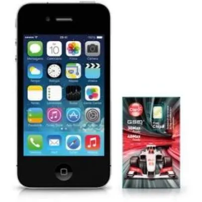 [Walmart] iPhone 4S Apple 8GB Preto MF263BR/A Desbloqueado + Chip Claro Triple Pré Pago R$ 899,00