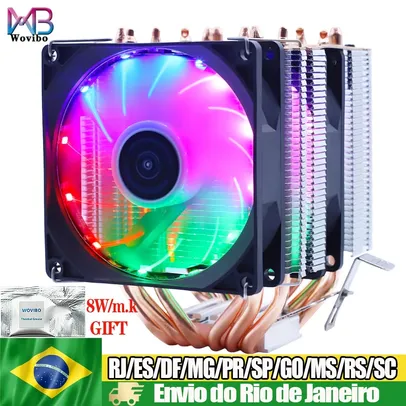 Cooler com 6 Heatpipes 4PIN RGB PWM Silencioso 