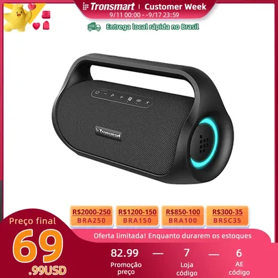 [R$ 392,23 MOEDAS/ APP/ no Brasil] Caixa de Som Bluetooth Tronsmart Bang Mini 50W