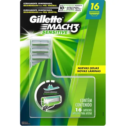 Carga para Aparelho de Barbear Gillette Mach3 Sensitive - 16 unidades