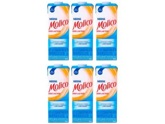 Kit Leite Desnatado Zero Lactose Molico 1L - 6 Unidades