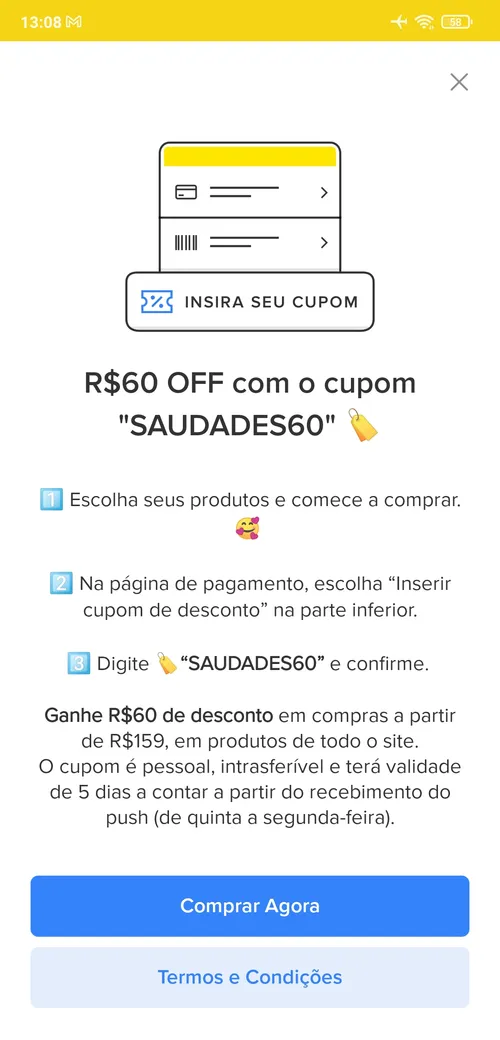 Imagem na descrição da promoção