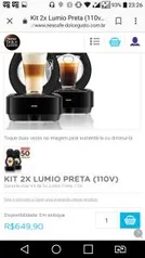 Combo 2x Nescafé Dolce Gusto Lumio + 50 Cápsulas - R$500